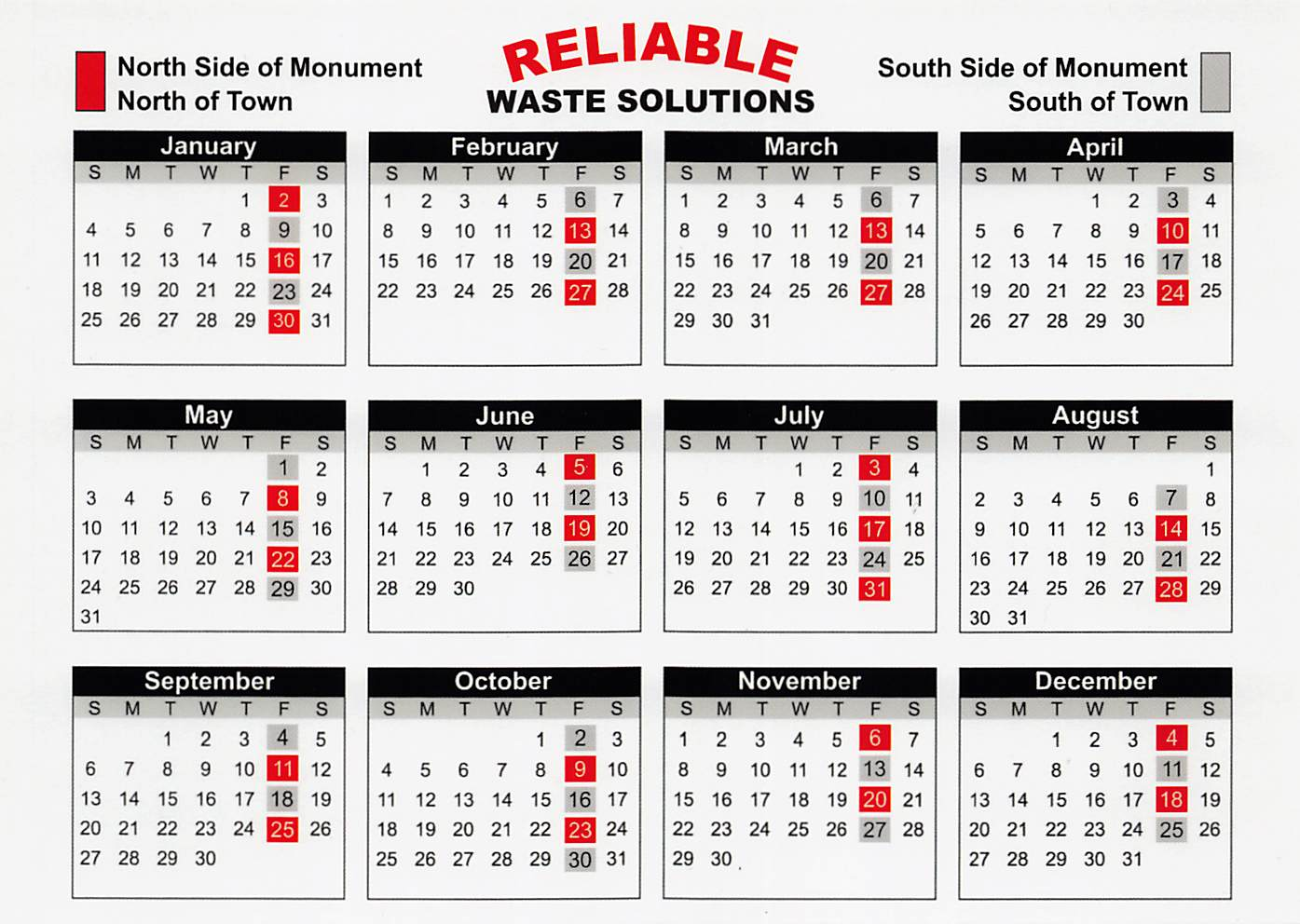 Reliable North Side Calendar